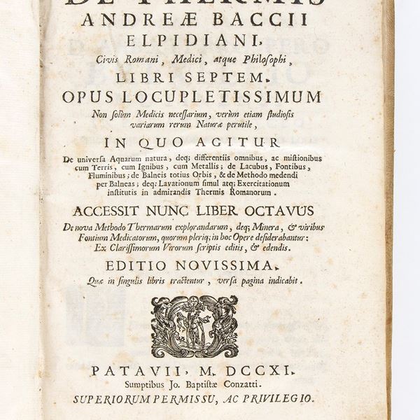 ANDREA BACCI	DE THERMIS. Padova 1711
