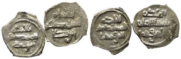 PALERMO. SICILIA. Fatimidi, Al-Hakim (996-1021). Lotto di n. 2 kharrube. Ag (0,24 g. cad.).Spahr 23. Mir 392.  RR.