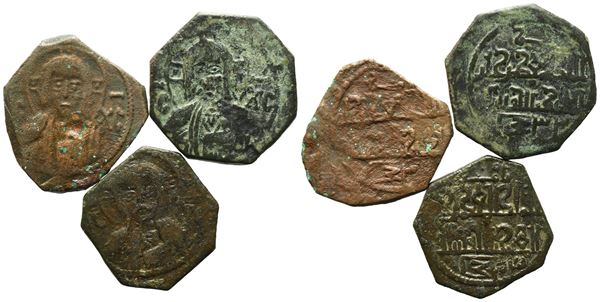 PALERMO. REGNO DI SICILIA. Ruggero II (1105-1154). Interessante lotto di n. 3 frazioni di follaro coniati nell'anno 533 dell'Egira (1138). Cu