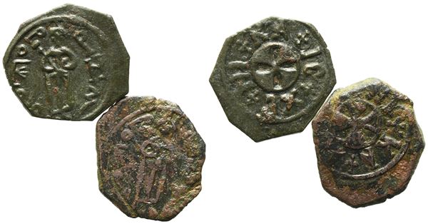 PALERMO. REGNO DI SICILIA. Ruggero II (1105-1154). Interessante lotto di n. 2 follari (mezzi follari) (1141- 1154). Cu. Spahr 78. Mir 28.