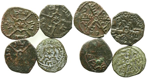 PALERMO. REGNO DI SICILIA. Ruggero II (1105-1154). Interessante lotto di n. 4 follari (mezzi follari), coniati nell'anno 540 dell'Egira (1145). Cu. Spahr 79. Mir 29.