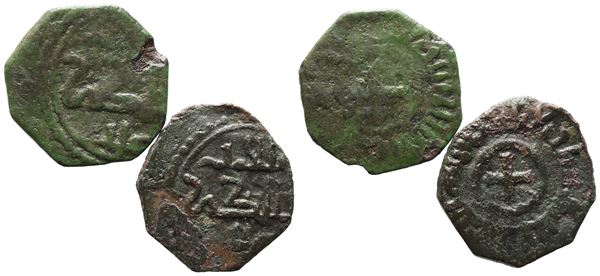 PALERMO. REGNO DI SICILIA. Ruggero II (1105-1154). Lotto di n. 2 follari (mezzi follari). Cu. Spahr 80. Mir 30.