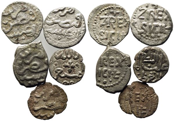 PALERMO. REGNO DI SICILIA. Enrico VI (1194-1197). Interessante lotto di cinque quarti di tercenario. Ag. Spahr 2. Mir 452