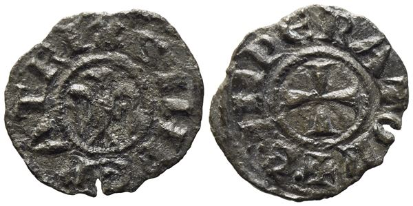 MESSINA. REGNO DI SICILIA. Enrico VI (1194 - 1197), monetazione a nome di Enrico e Costanza. 1/2 denaro. Mi (0,37 g). MEC 484. Mir 56. RR.