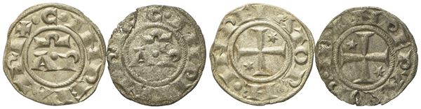 BRINDISI. Enrico VI (1194 - 1197). Lotto di due denari. Mi (1,05 g; 17,03 mm) (0,64 g, 16,67 mm)  - Asta Monete e medaglie medievali e moderne italiane ed estere - Bertolami Fine Art - Casa d'Aste