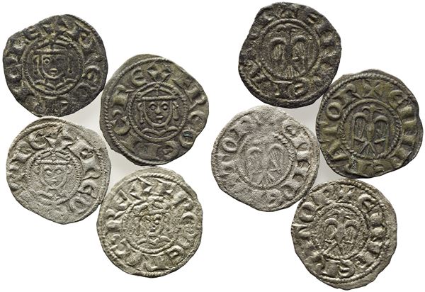 MESSINA. REGNO DI SICILIA. Enrico VI (1194-1197), monetazione a nome di Enrico e Federico. Interessante lotto di 4 denari.