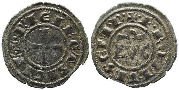 MESSINA. REGNO DI SICILIA. Federico II (1197-1250). 1/2 denaro (1242). Mi (0,40 g; 14,3 mm). Spahr manca. MEC 554. Mir 112. RRR.