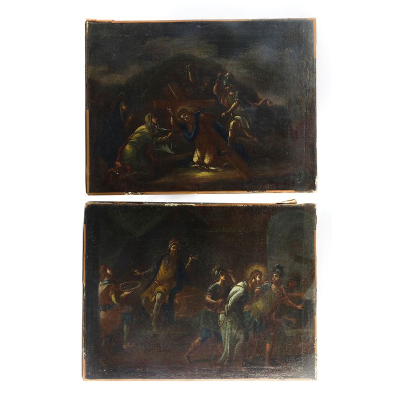 Coppia di Scene della Passione di Cristo