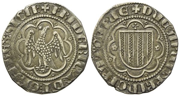 MESSINA. Regno di Sicilia. Federico III d'Aragona (1296-1334). Pierreale. Ag (2,83 g; 23,6 mm)  - Asta Monete e medaglie medievali e moderne italiane ed estere - Bertolami Fine Art - Casa d'Aste