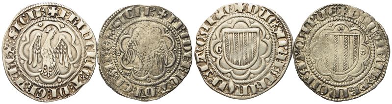 Messina. Regno di Sicilia. Federico III D'aragona (1296-1334). Lotto di 2 Pierreali. Ag (3,21 G; ...