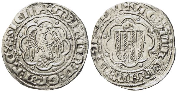 MESSINA. Regno di Sicilia. Martino I d'Aragona (1402-1409). Pierreale senza sigle. Ag (2,97 g; 25,6 mm)  - Asta Monete e medaglie medievali e moderne italiane ed estere - Bertolami Fine Art - Casa d'Aste