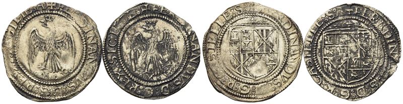 Messina. Regno di Sicilia. Ferdinando il Cattolico (1479-1516). Interessante Lotto di Due Tarì. A...