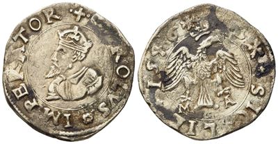 Messina. Regno di Sicilia. Carlo V D'asburgo (1516-1556). 2 Tarì 1546, Messina. Ag (5,60 G; 26,4 ...
