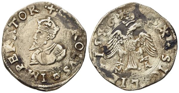 MESSINA. Regno di Sicilia. Carlo V d'Asburgo (1516-1556). 2 tarì 1546, Messina. Ag (5,60 g; 26,4 mm)  - Asta Monete e medaglie medievali e moderne italiane ed estere - Bertolami Fine Art - Casa d'Aste