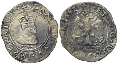 Messina. Regno di Sicilia. Carlo V D'asburgo (1516-1556). 4 Tarì 1552. Ag (10,75 G; 34,2 MM)