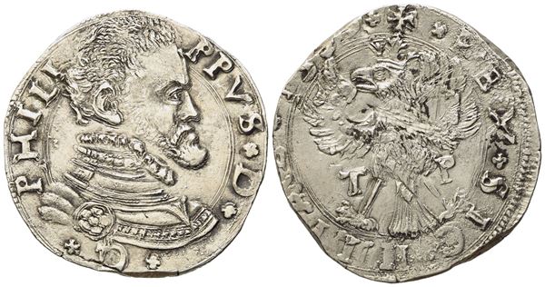 MESSINA. Regno di Sicilia. Filippo II di Spagna (1556-1598). 4 tarì 1559. Ag (11,6 g; 33,1 mm)  - Asta Monete e medaglie medievali e moderne italiane ed estere - Bertolami Fine Art - Casa d'Aste