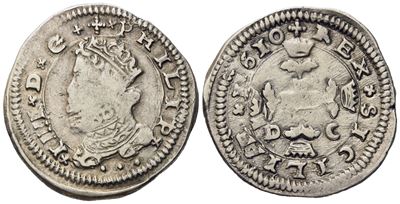 Messina. Regno di Sicilia. Filippo III di Spagna (1598-1621). 3 Tarì 1610. Ag (7,79 G; 27,2 MM)