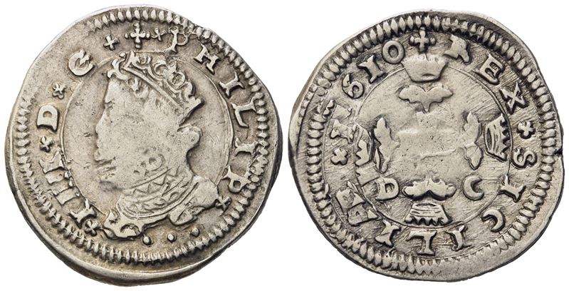 Messina. Regno di Sicilia. Filippo III di Spagna (1598-1621). 3 Tarì 1610. Ag (7,79 G; 27,2 MM)