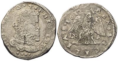 Messina. Regno di Sicilia. Filippo III di Spagna (1598-1621). 4 Tarì 1612. Ag (10,45 G; 30,5 MM)