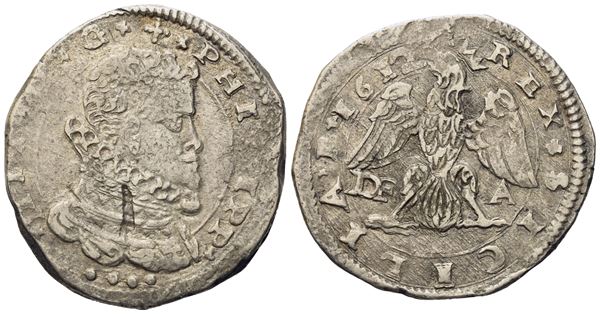 MESSINA. Regno di Sicilia. Filippo III di Spagna (1598-1621). 4 tarì 1612. Ag (10,45 g; 30,5 mm)  - Asta Monete e medaglie medievali e moderne italiane ed estere - Bertolami Fine Art - Casa d'Aste