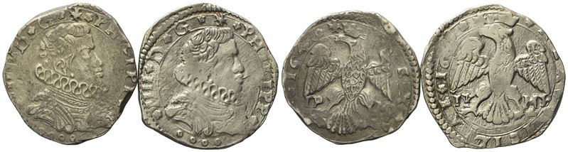 Messina. Regno di Sicilia. Filippo IV (1621-1665). 4 Tarì (lotto di Due). Ag (10,40 G; 28,10 MM) ...