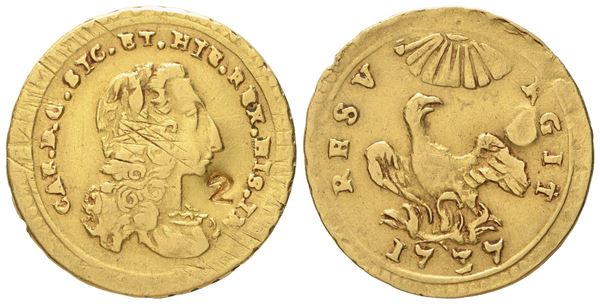 Palermo. Regno di Sicilia. Carlo di Borbone (1734-1759). Oncia 1737. Au (4,48 g; 22,1 mm)  - Auction Modern Coins - Bertolami Fine Art - Casa d'Aste