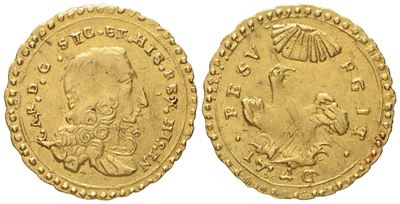 Palermo. Regno di Sicilia. Carlo di Borbone (1734-1759). Oncia 1746. Au (4,41 G; 22,4 MM)