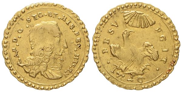 Palermo. Regno di Sicilia. Carlo di Borbone (1734-1759). Oncia 1746. Au (4,41 g; 22,4 mm)  - Auction Modern Coins - Bertolami Fine Art - Casa d'Aste