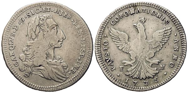 Palermo. Regno di Sicilia. Carlo di Borbone (1734-1759). 4 tarì 1735. Ag (8,83 g; 31,7 mm)  - Asta Monete e medaglie medievali e moderne italiane ed estere - Bertolami Fine Art - Casa d'Aste