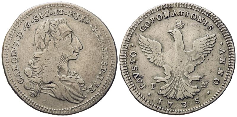Palermo. Regno di Sicilia. Carlo di Borbone (1734-1759). 4 Tarì 1735. Ag (8,83 G; 31,7 MM)