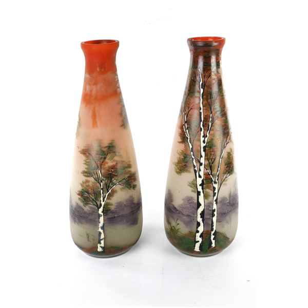 Pair of glass trumpet vases