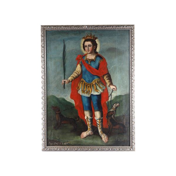 San Rocco  (prima metà XIX secolo)  - dipinto ad olio su tela - Asta Smart  [..]