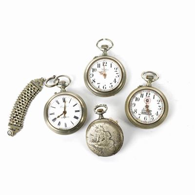 Lotto di 4 Orologi da Tasca in Metallo