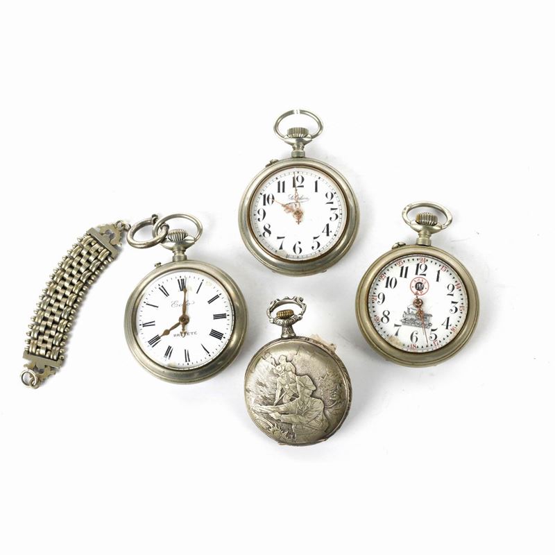 Lotto di 4 Orologi da Tasca in Metallo
