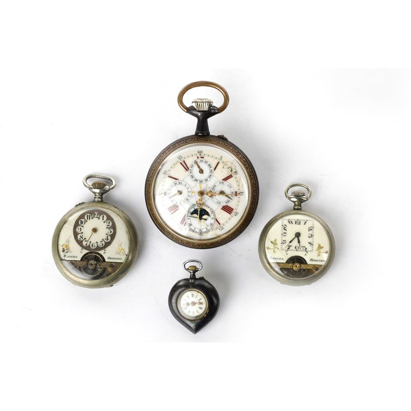 Lotto di 4 Orologi da Tasca in Metallo