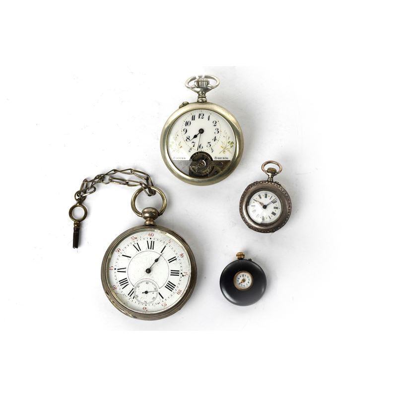 Lotto di 4 Orologi da Tasca in Metallo