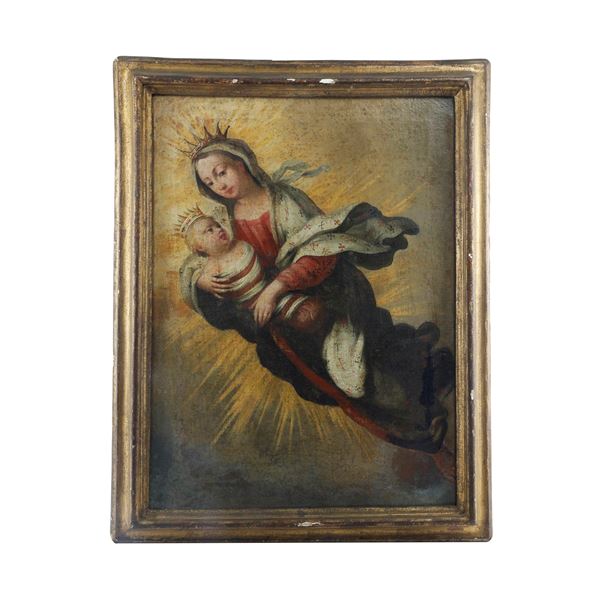 Madonna con Bambino  ( scuola italiana XVII/ XVIII secolo)  - dipinto ad olio su  [..]