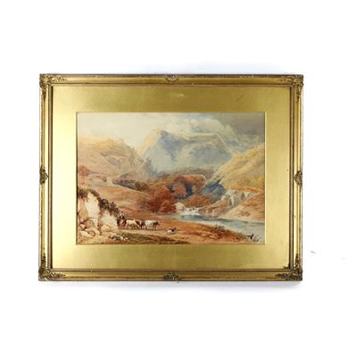 Scorcio di Paesaggio Montano con Armenti e Fabbricati