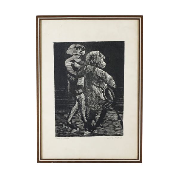 MINO MACCARI : Elder with girl, multiple on paper  (second half of the 20th century)  - Auction Smart Auction: Furniture, Paintings, Sculptures and more at affordable prices - Bertolami Fine Art - Casa d'Aste