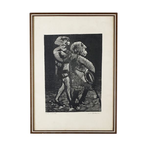 MINO MACCARI - Elder with girl, multiple on paper