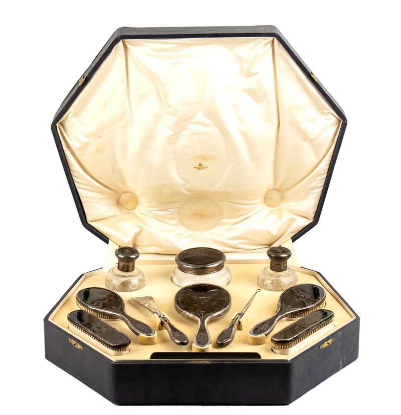 Set da Toilette Inglese in Argento e Tartaruga - Birmingham 1916, Argentieri Mappin & Webb