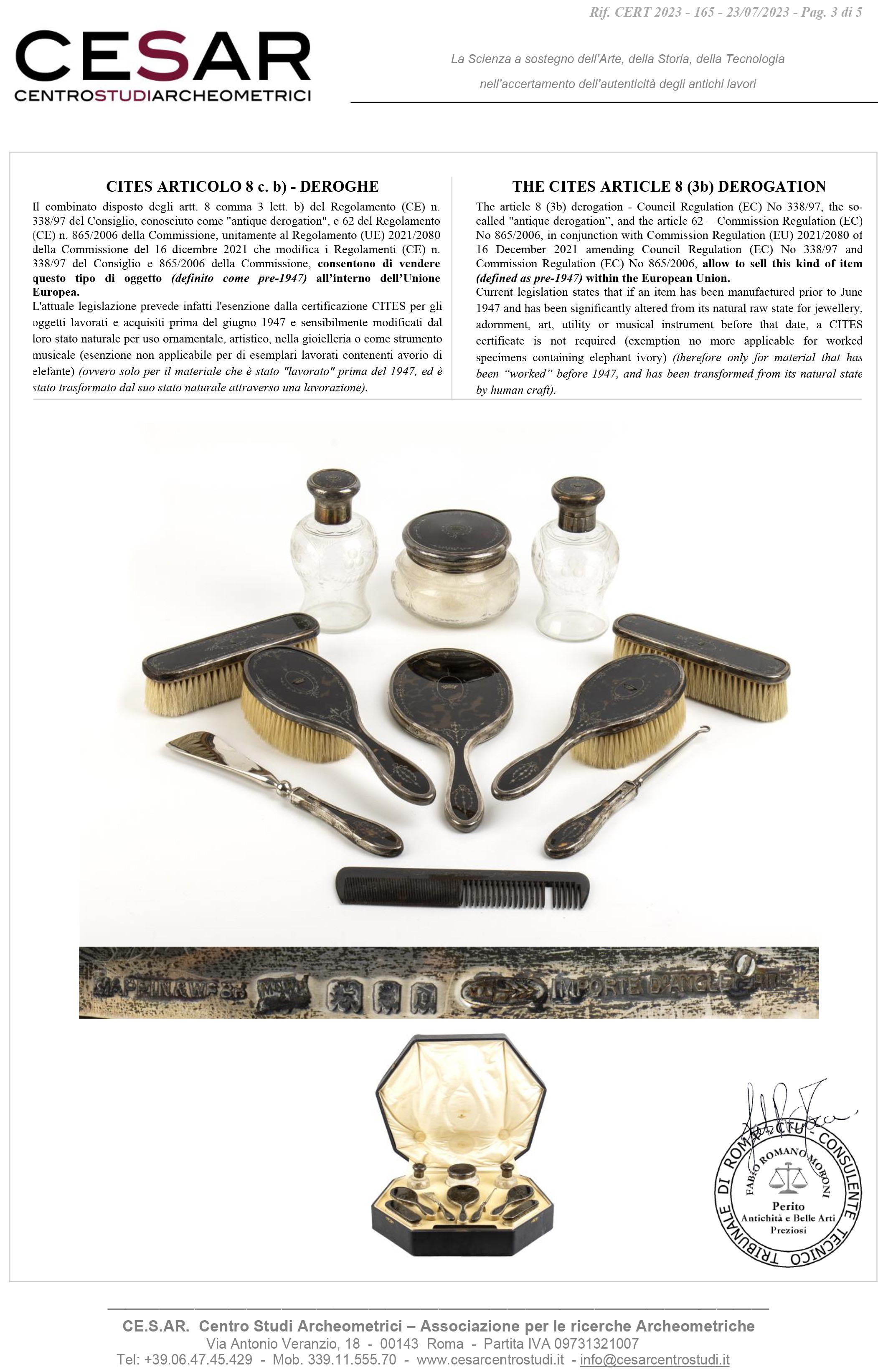 Set da Toilette Inglese in Argento e Tartaruga - Birmingham 1916, Argentieri Mappin & Webb
