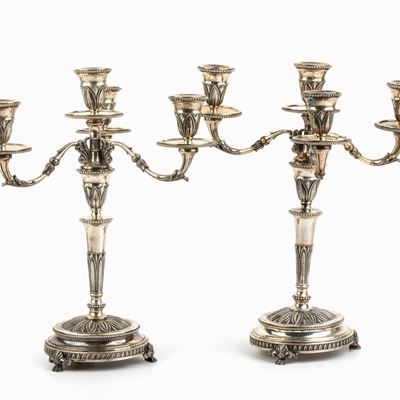 Coppia di Candelabri Italiani in Argento - 1935-1945
