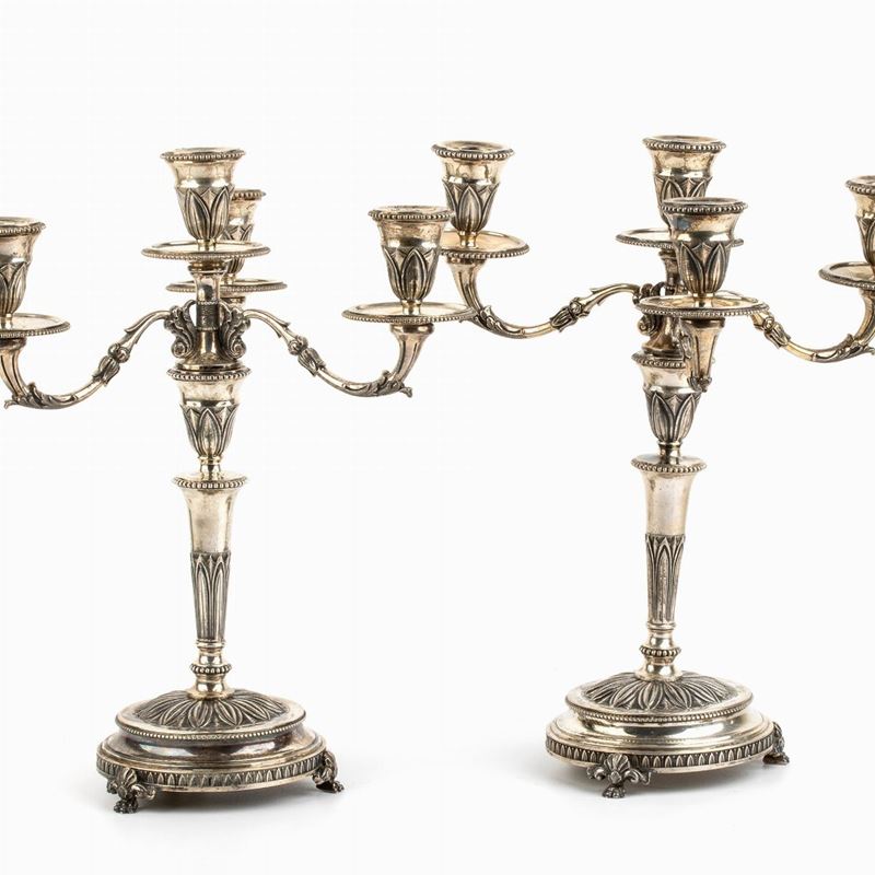 Coppia di Candelabri Italiani in Argento - 1935-1945