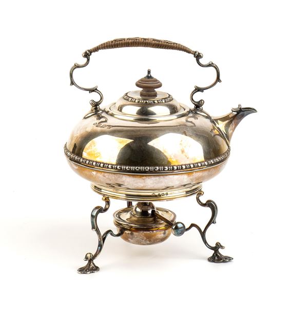 English sterling silver tea kettle on stand - Birmingham 1919, mark of ELKINGTON & Co Ltd