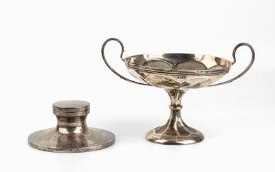 Lotto Composto da Coppa e Calamaio Inglesi in Argento - Birmingham 1911 e 1919
