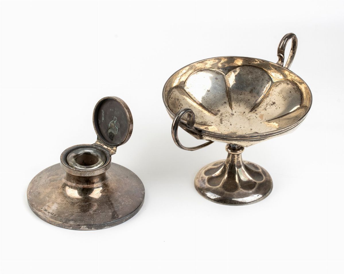 Lotto Composto da Coppa e Calamaio Inglesi in Argento - Birmingham 1911 e 1919