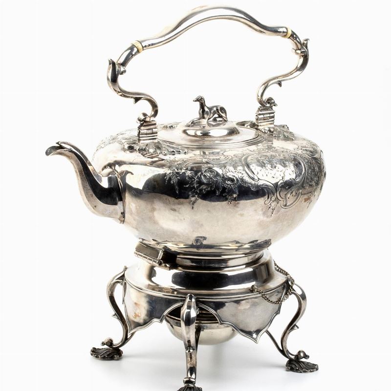 Tea Kettle Stato Pontificio in Argento - Roma, XIX Secolo Dopo il 1815, Rivenditore Ball Tompkins...