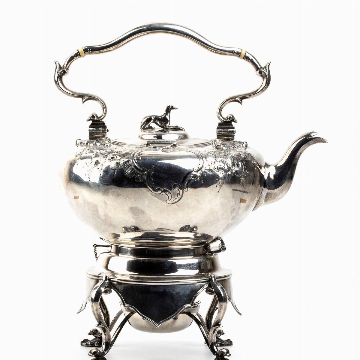 Tea Kettle Stato Pontificio in Argento - Roma, XIX Secolo Dopo il 1815, Rivenditore Ball Tompkins...
