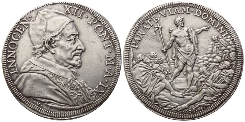Ferdinand de Saint-Urbain, Innocenzo XII Pont. Mezza piastra 1699 (Anno IX)